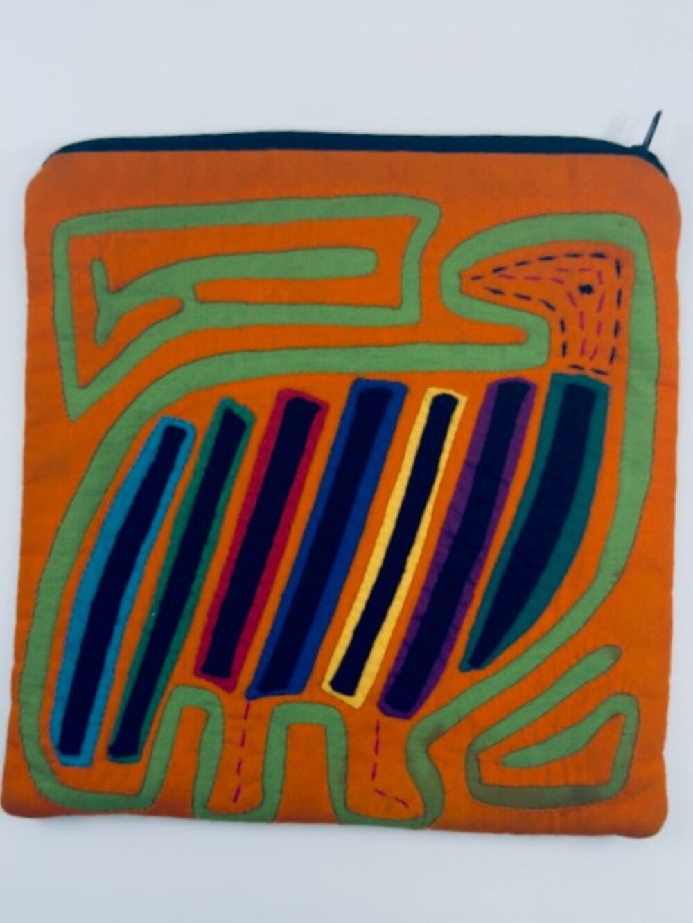 Authentic Kuna Mola Zipper Pouch — Panama Folk Art